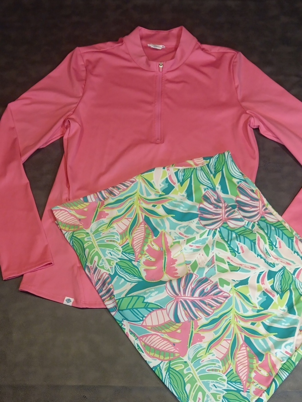 Sigrid Olsen Golf & Tennis 2-Pc Set Paloma Tropical Pink Green [Medium] EUC - Picture 2 of 14